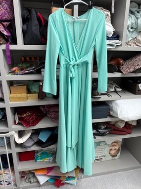 Mint Green midi Dress with Waist Tie